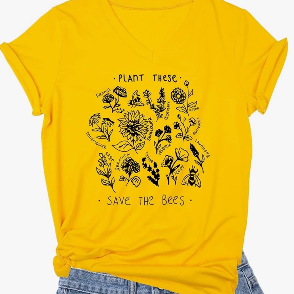 Chic Nation Yellow Graphic Tie Front Tee